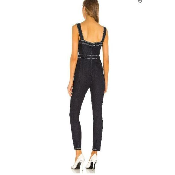 New WeWoreWhat Revolve Corset Overalls Stretch Denim Dark Wash Medium MSRP $198 - Picture 4 of 12